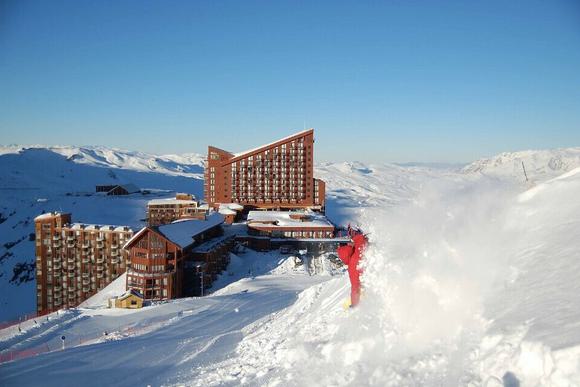 skiing in deep powder at valle nevado