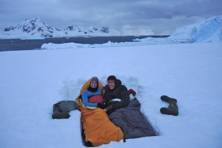 camping in snow in antarctica