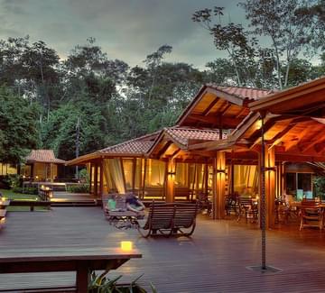 wildlife lodge at dusk in the southern brazilian amazon