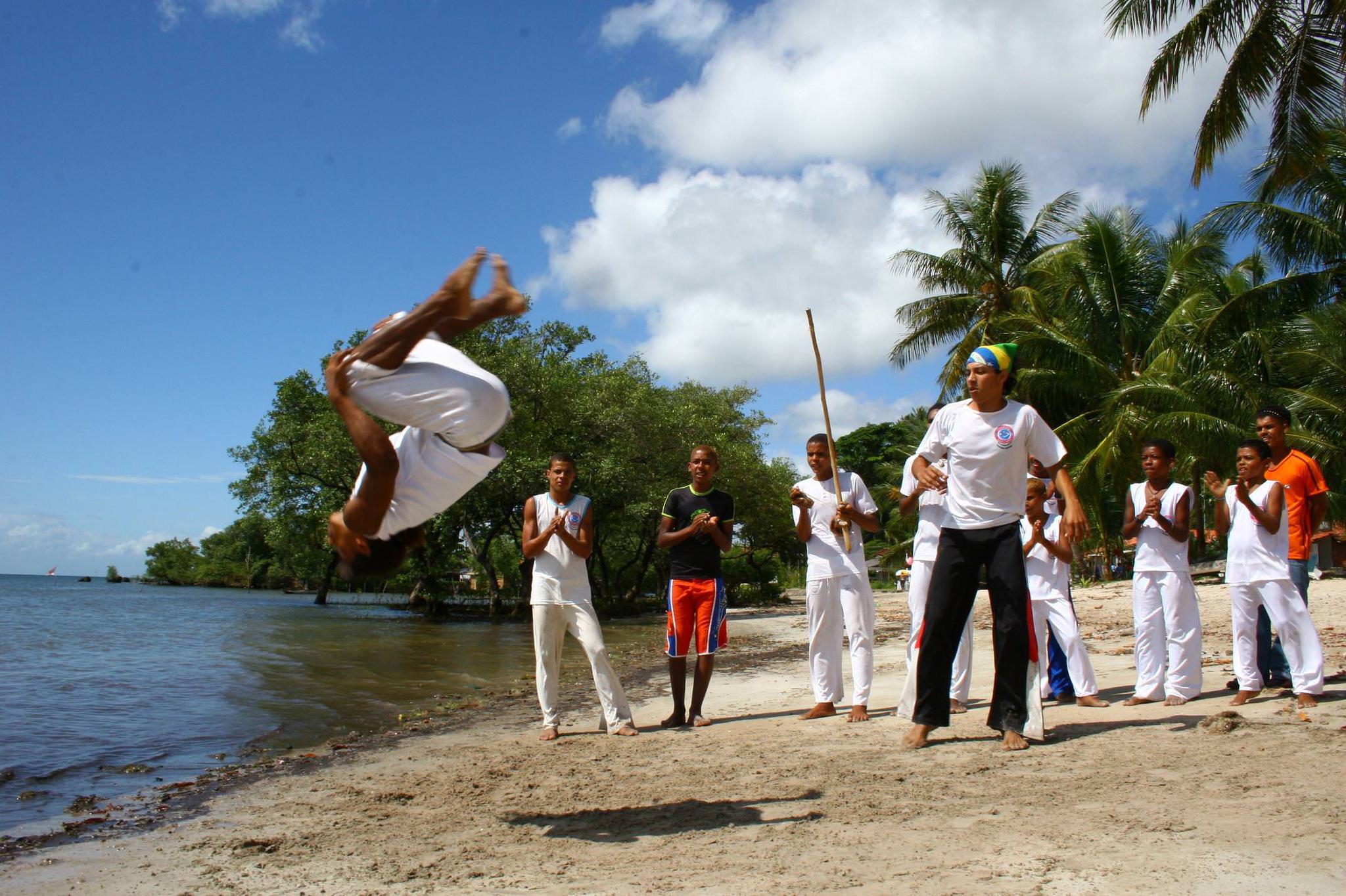 Brazil bahia boipeba island capoeira on beach