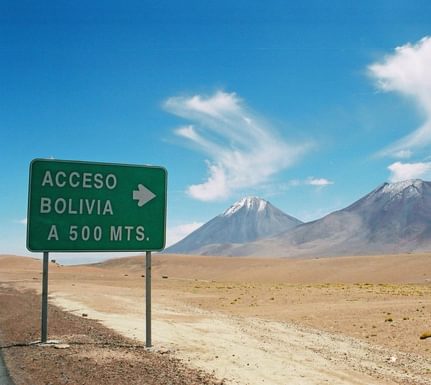Chile atacama bolivia border sign