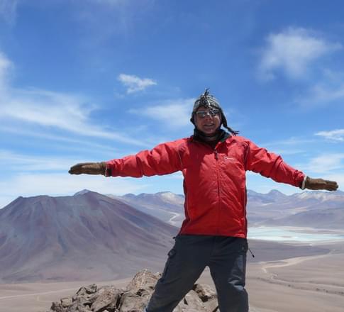 Chile atacama standing on top of toco volcano