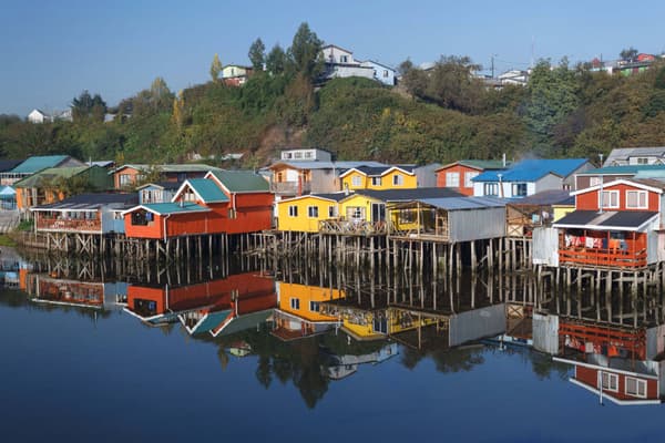 Chile chiloe houses on stilts palafitos in castro chiloe island patagonia