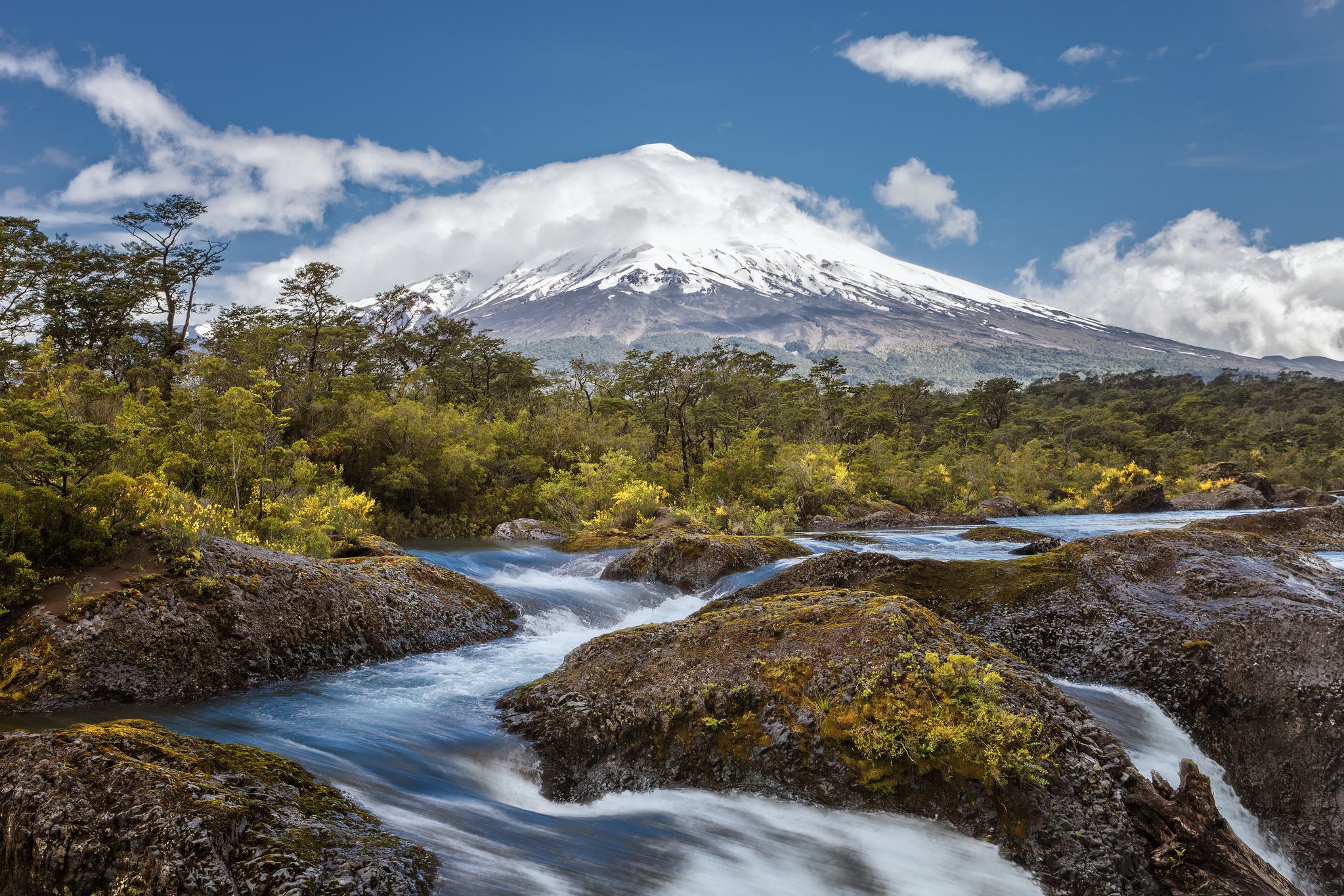 Chile lake district osorno volcano petrohue falls adobe stock