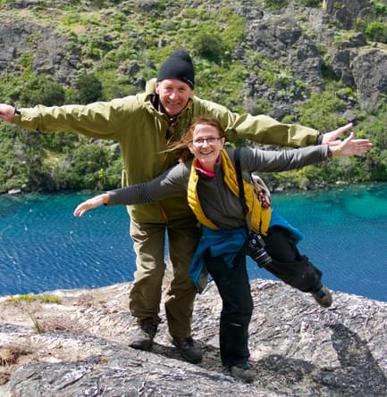 couple exploring patagonia road trip