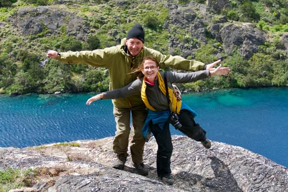 couple exploring patagonia road trip