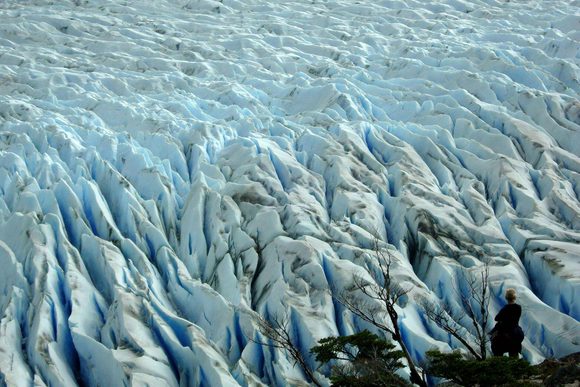looking out across glacier grey in torres del paine