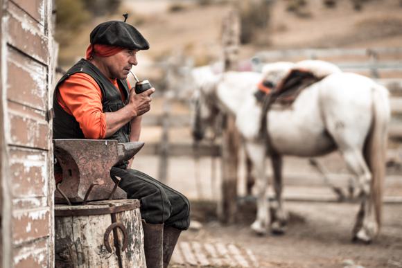gaucho sipping mate in patagonia