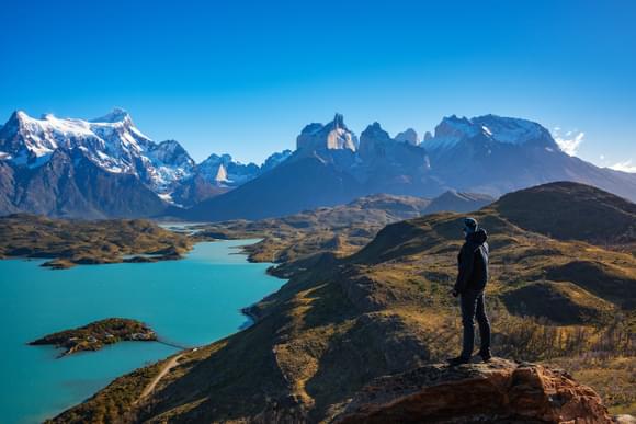 Chile torres del paine view mirador condor lago pehoe cuernos adobe stock