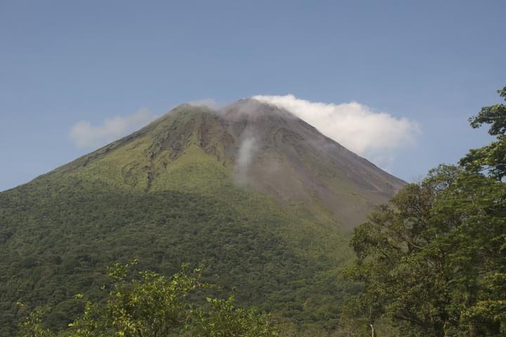 Costa rica arenal volcano smoking crater