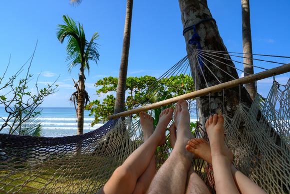 childrens feet in hammock in costa rica