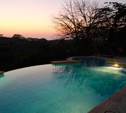 Costa rica nicoya peninsula ostional luna azul hotel pool by night