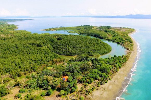 an aerial view of punta preciosa beaches and rainforest on the osa peninsula