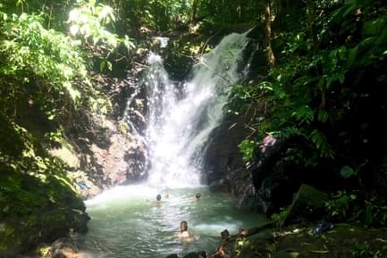 Costa Rica peninsula waterfall swim on float