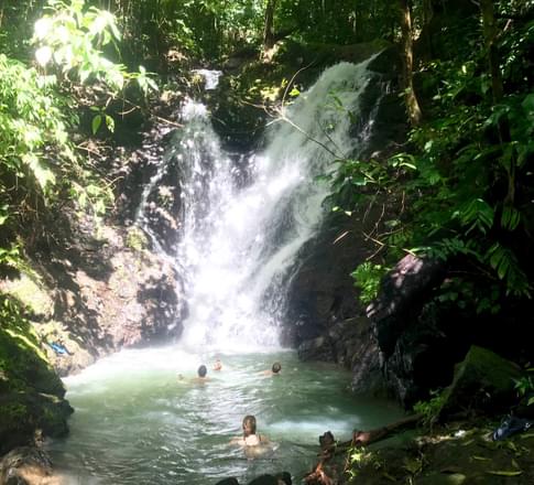 Costa Rica peninsula waterfall swim on float