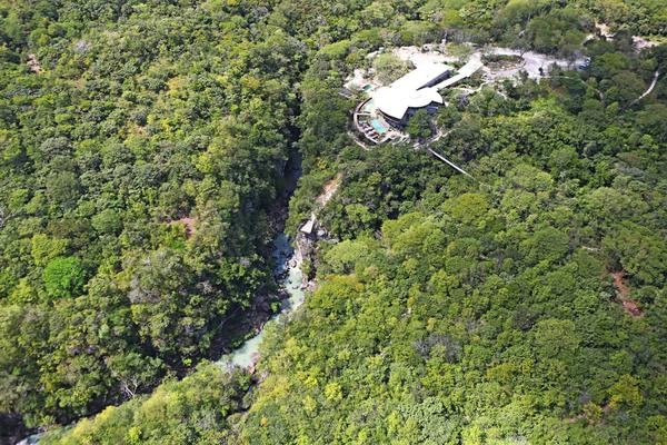 Costa rica rio perdido aerial shot hotel