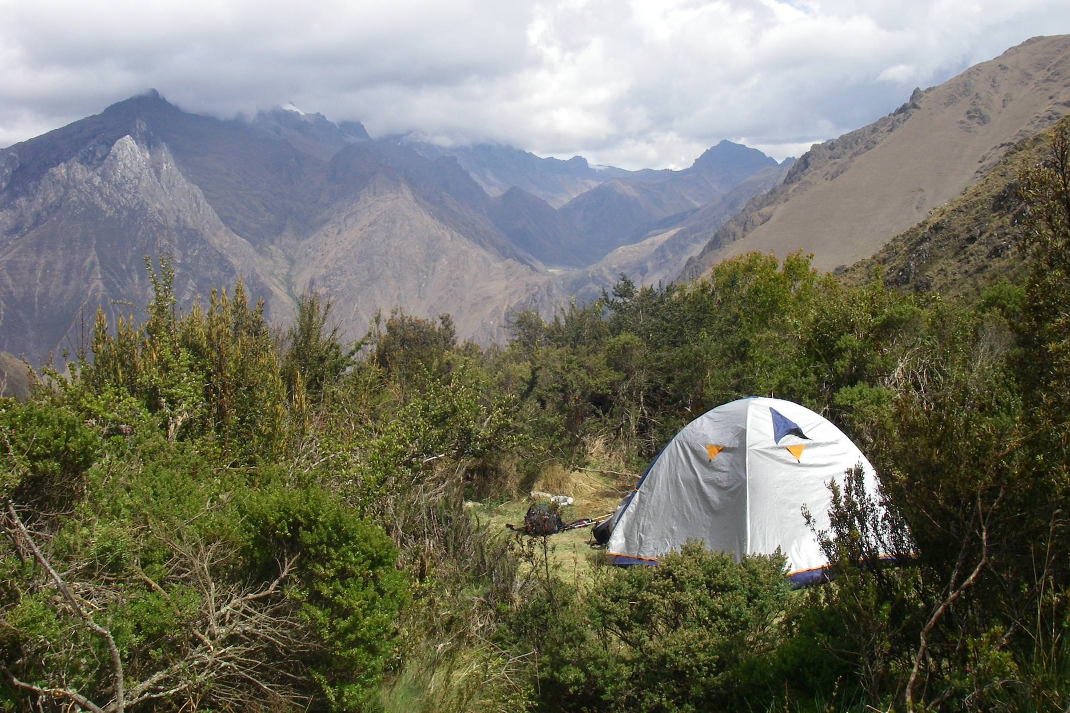 Peru inca trail to machu picchu solo tent small clearing