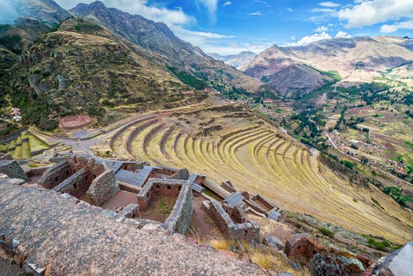 pisac terraces in sacred valley