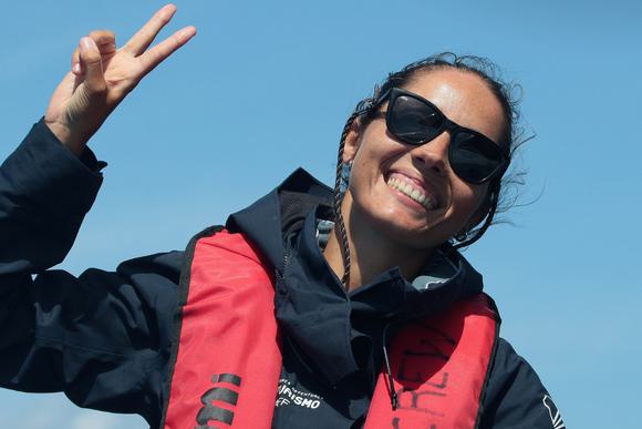 smiling girl whale watching azores