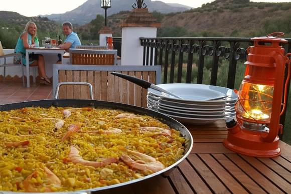 paella outside in hotel in andalucia