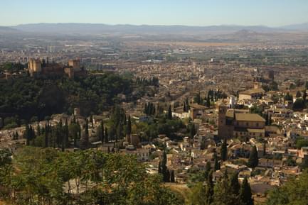 view over granada and alhambra in andalucia