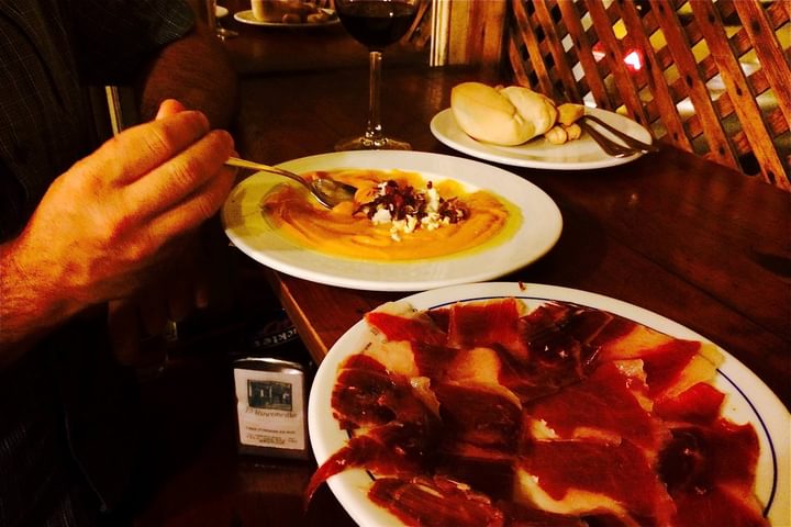 Spain andalucia seville tapas salmorejo and jamon