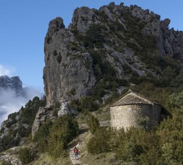 hiking past the tella chapels in the pyrenees