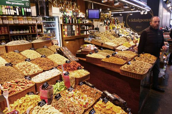 boqueria market stand barcelona