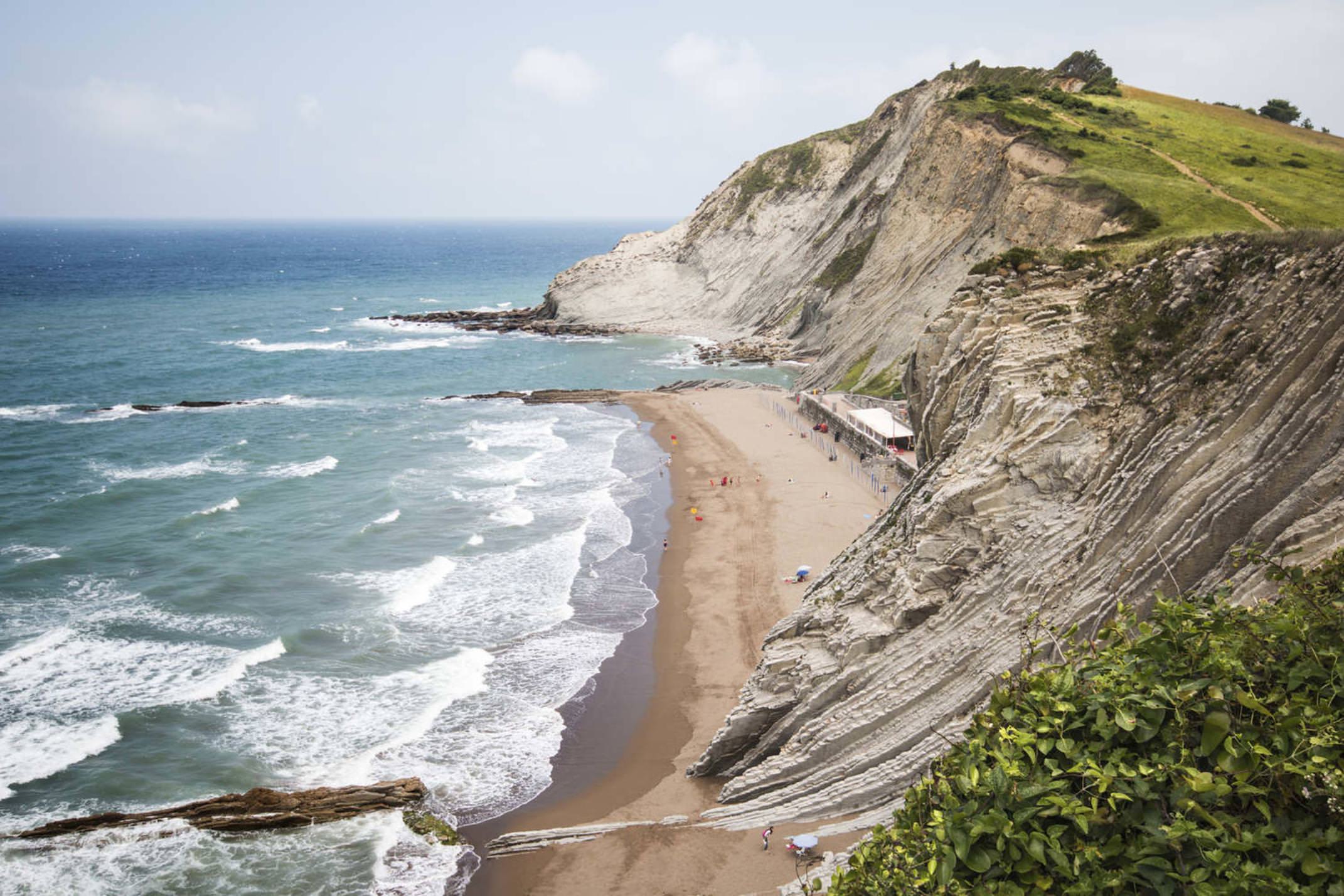 Spain basque country beach in coast basque near san telmo hermitage zumaia