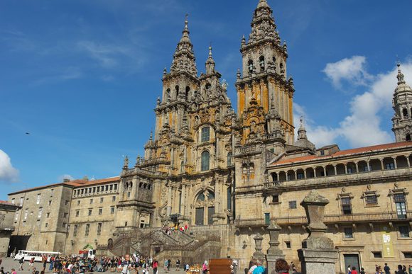 Spain camino de santiago santiago plaza obradeiro cathedral facade