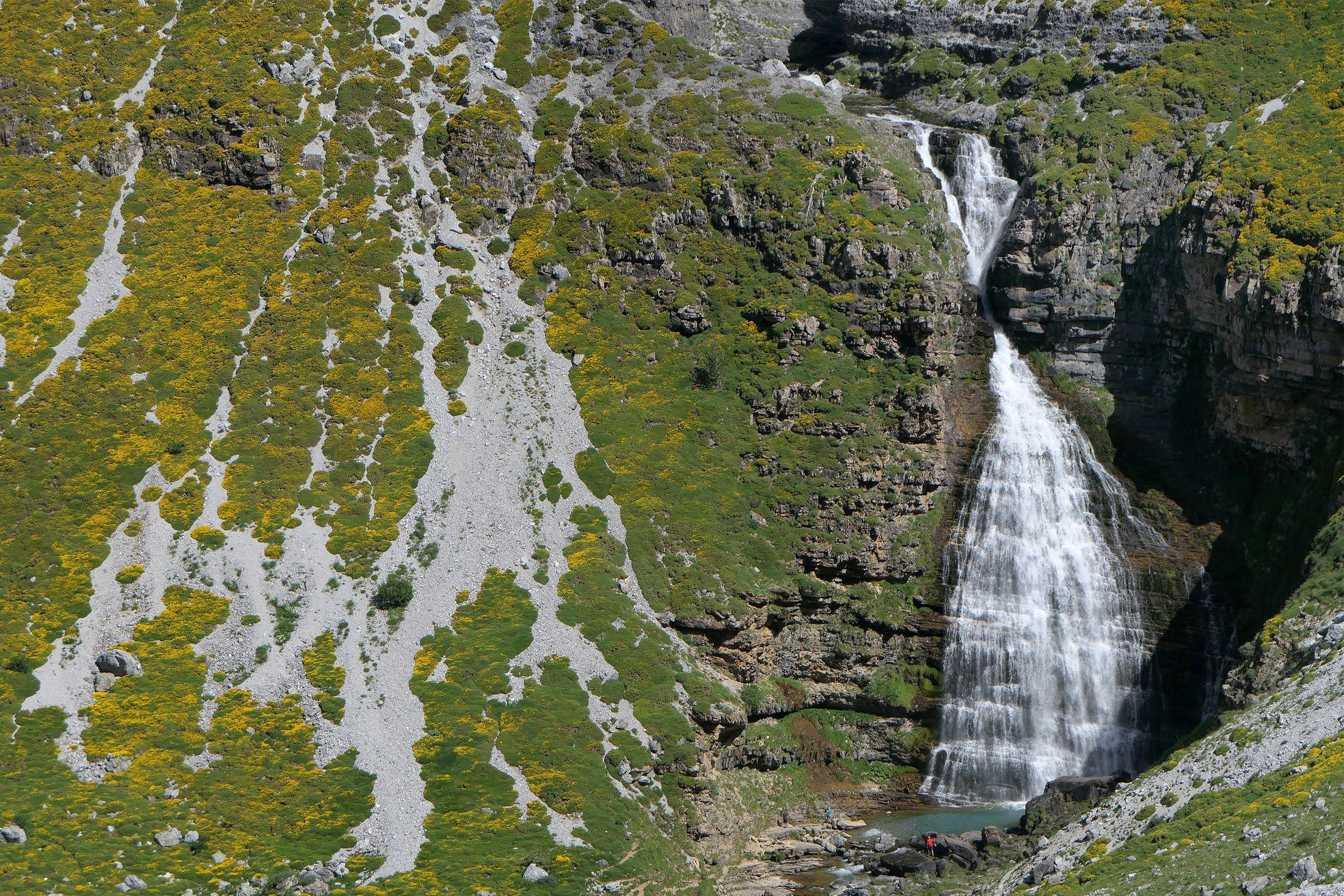 Spain huesca aragon pyrenees ordesa cola de caballo waterfall scree mirror c diego