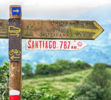 camino sign to santiago de compostela