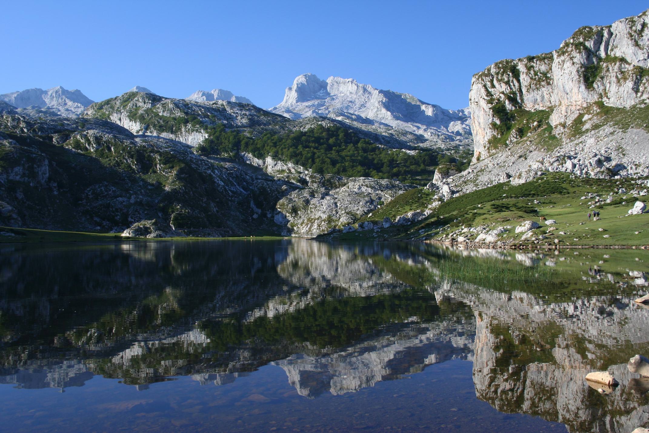 Spain picos de europa still reflection covadonga
