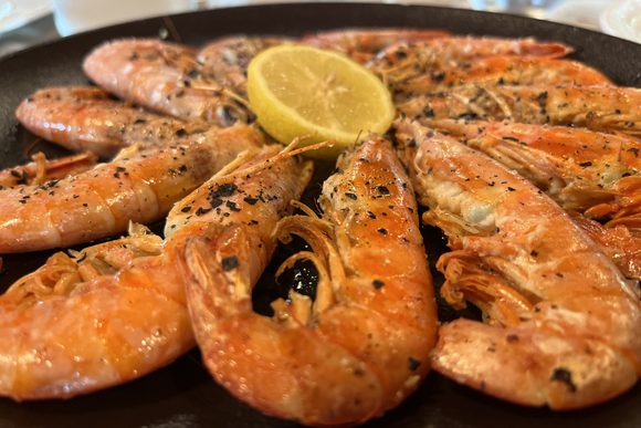 a plate of fresh prawns in spain