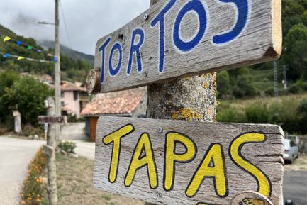wooden signs in picos de europa village