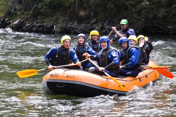 Spain pyrenees aigues tortes rafting family group close up