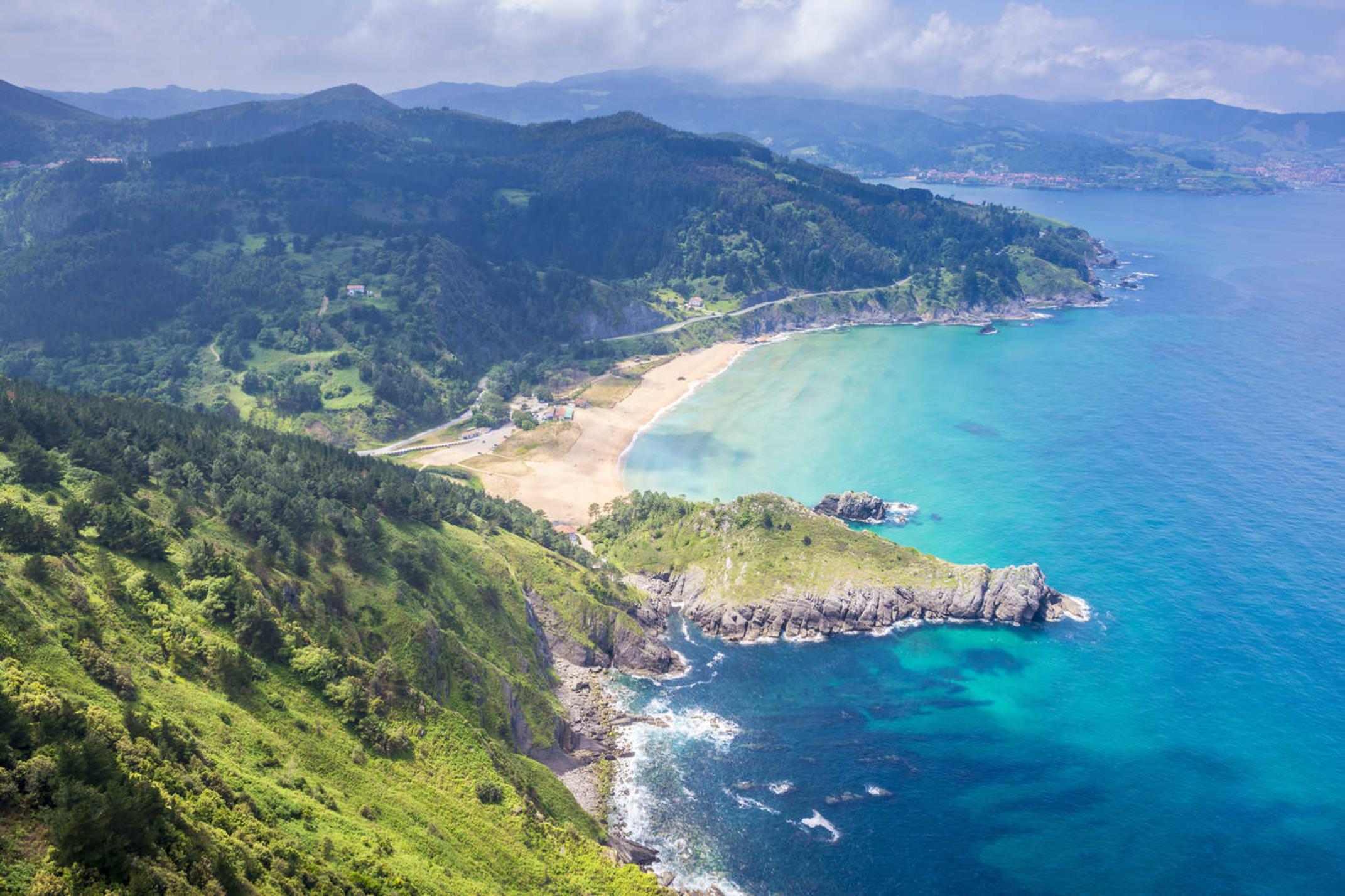 Spain viszcaya panoramic view of urdaibai and cantabrian coast