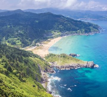 aerial view of urdaibaia and cantabrian coast