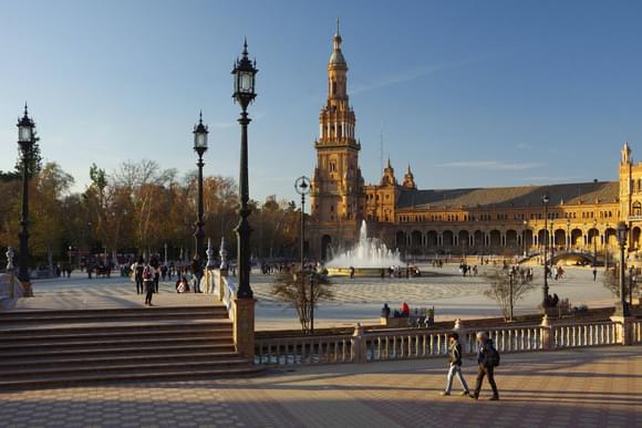 plaza de espana at sunset in seville